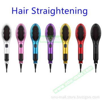 Ceramic Electric Hair Straightening Brush, Steam LCD Hair Straightener Comb